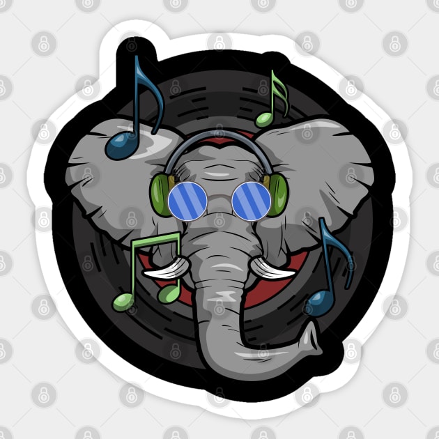 Funny elephant is listen music Sticker by Markus Schnabel